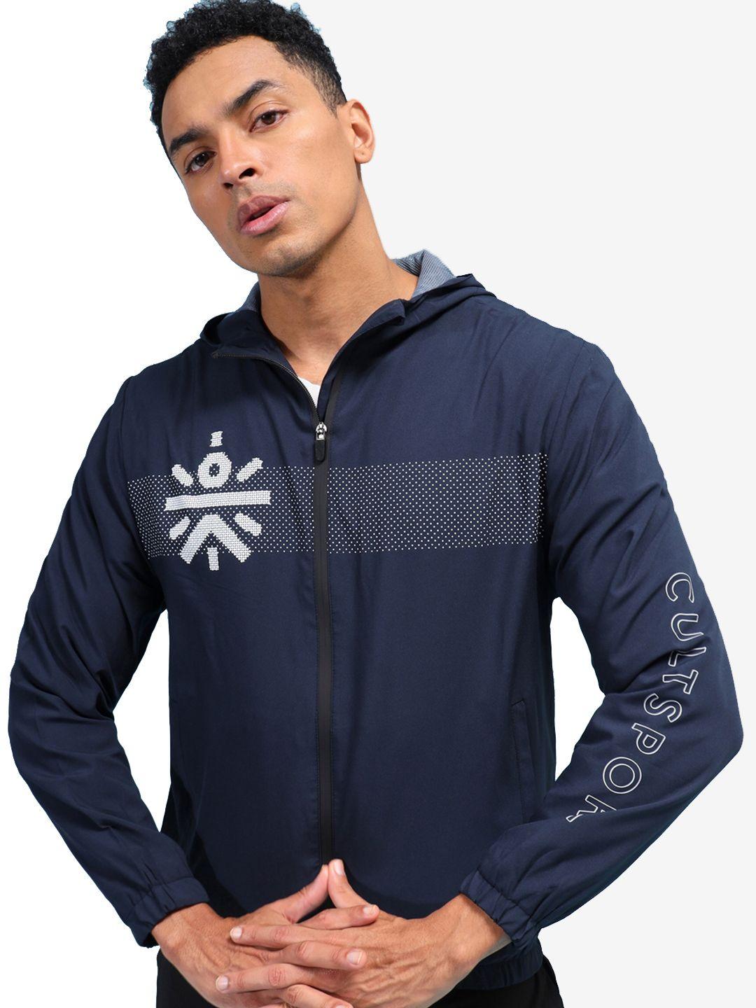 cultsport men printed zip through active hoodie lightweight jackets