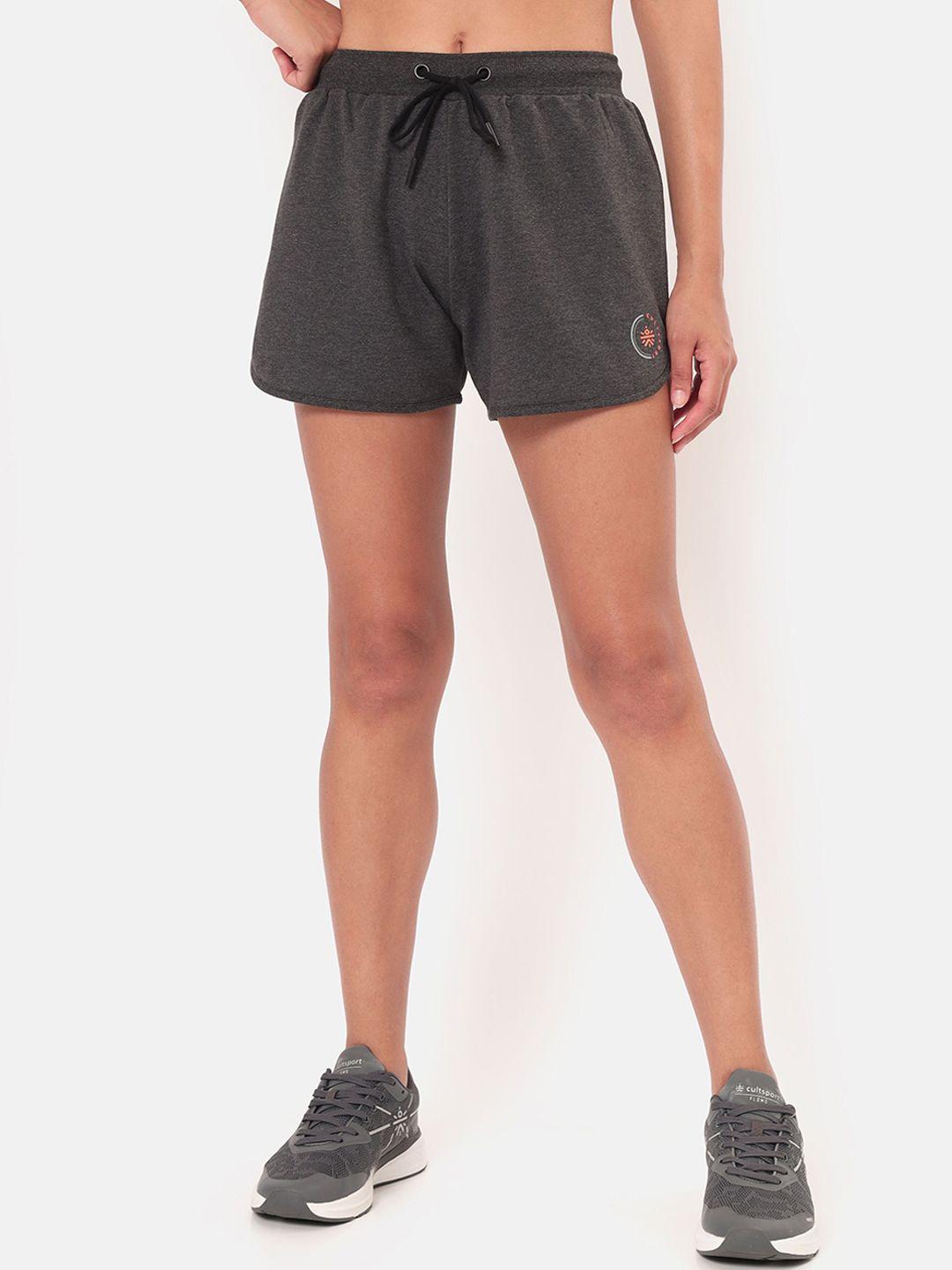cultsport women grey logo printed shorts