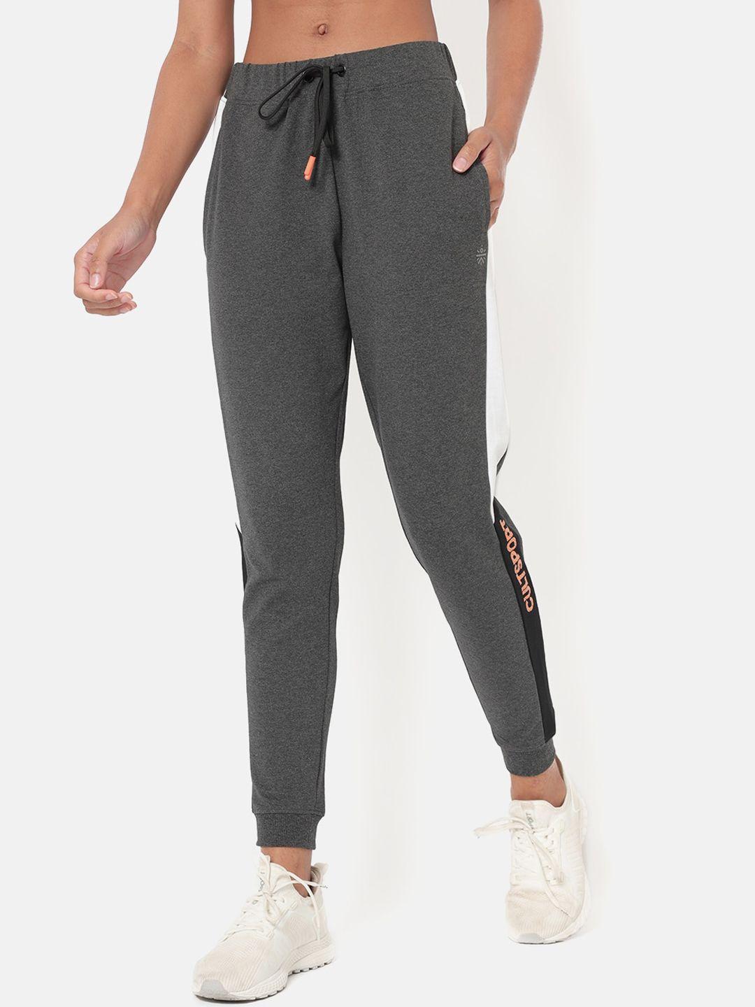 cultsport-women-grey-melange-solid-antimicrobial-joggers