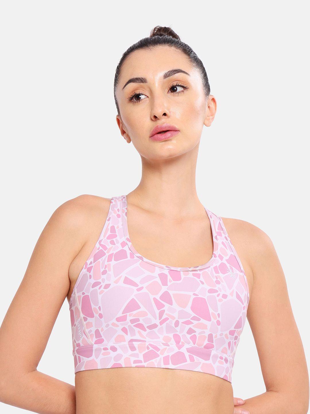 cultsport abstract printed breathable & moisture wicking cross back sports bra