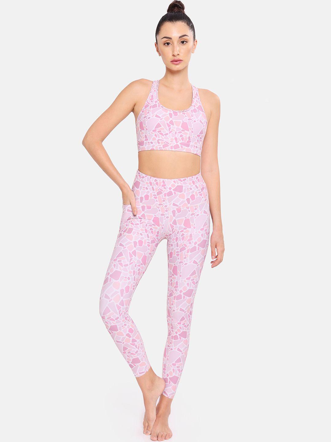 cultsport abstract printed yoga top with leggings