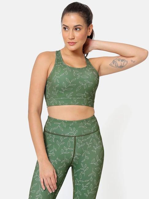 cultsport green printed sports bra