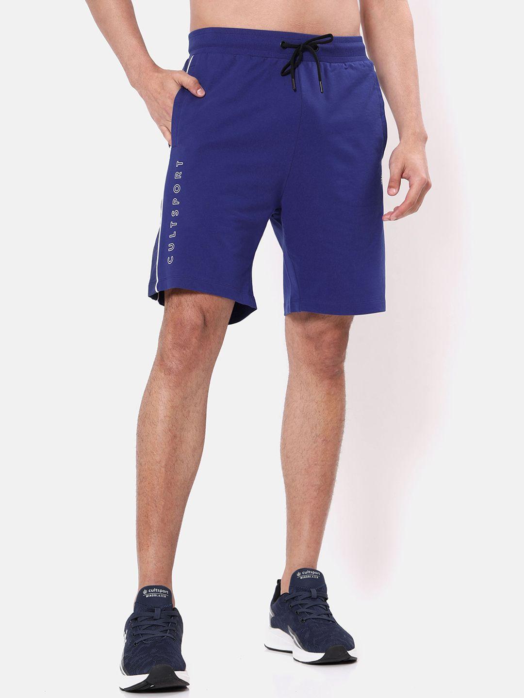 cultsport men blue cotton running sports shorts