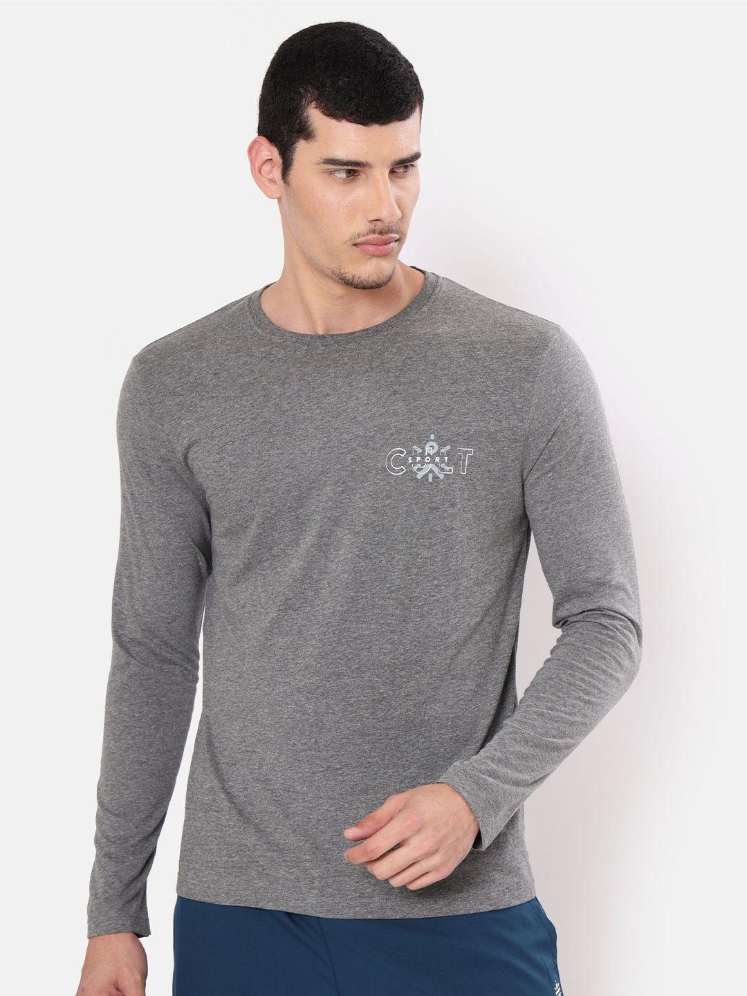 cultsport men grey solid cotton t-shirt