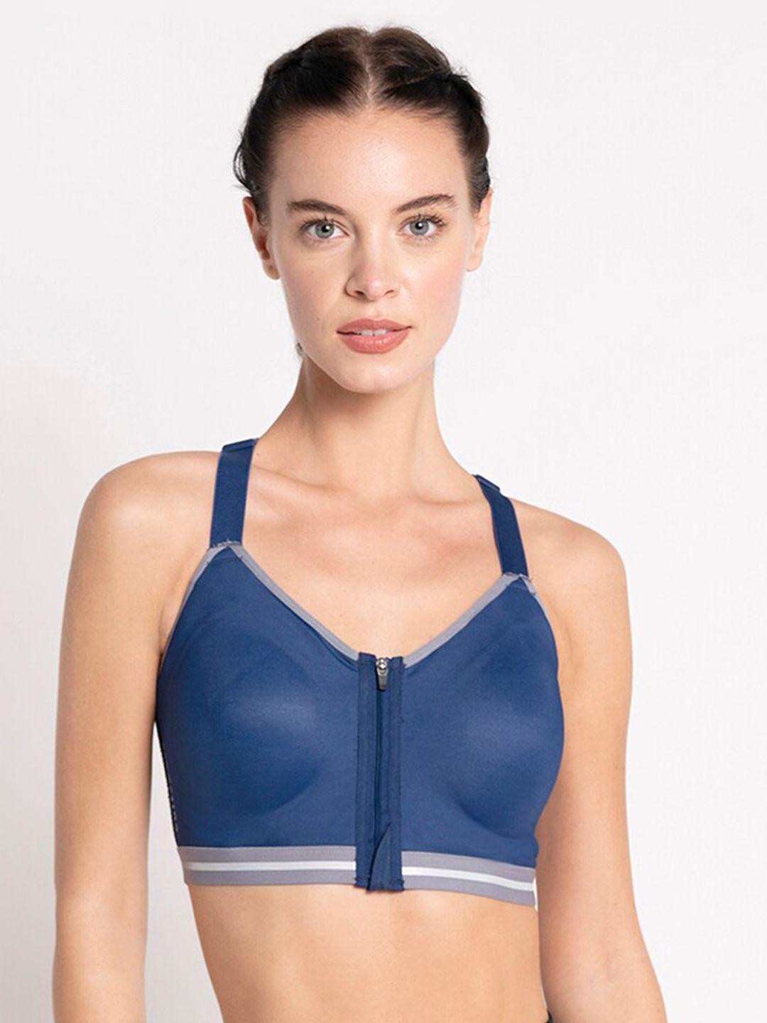 cultsport navy blue solid non-wired lightly padded sports bra aw19ws1235b