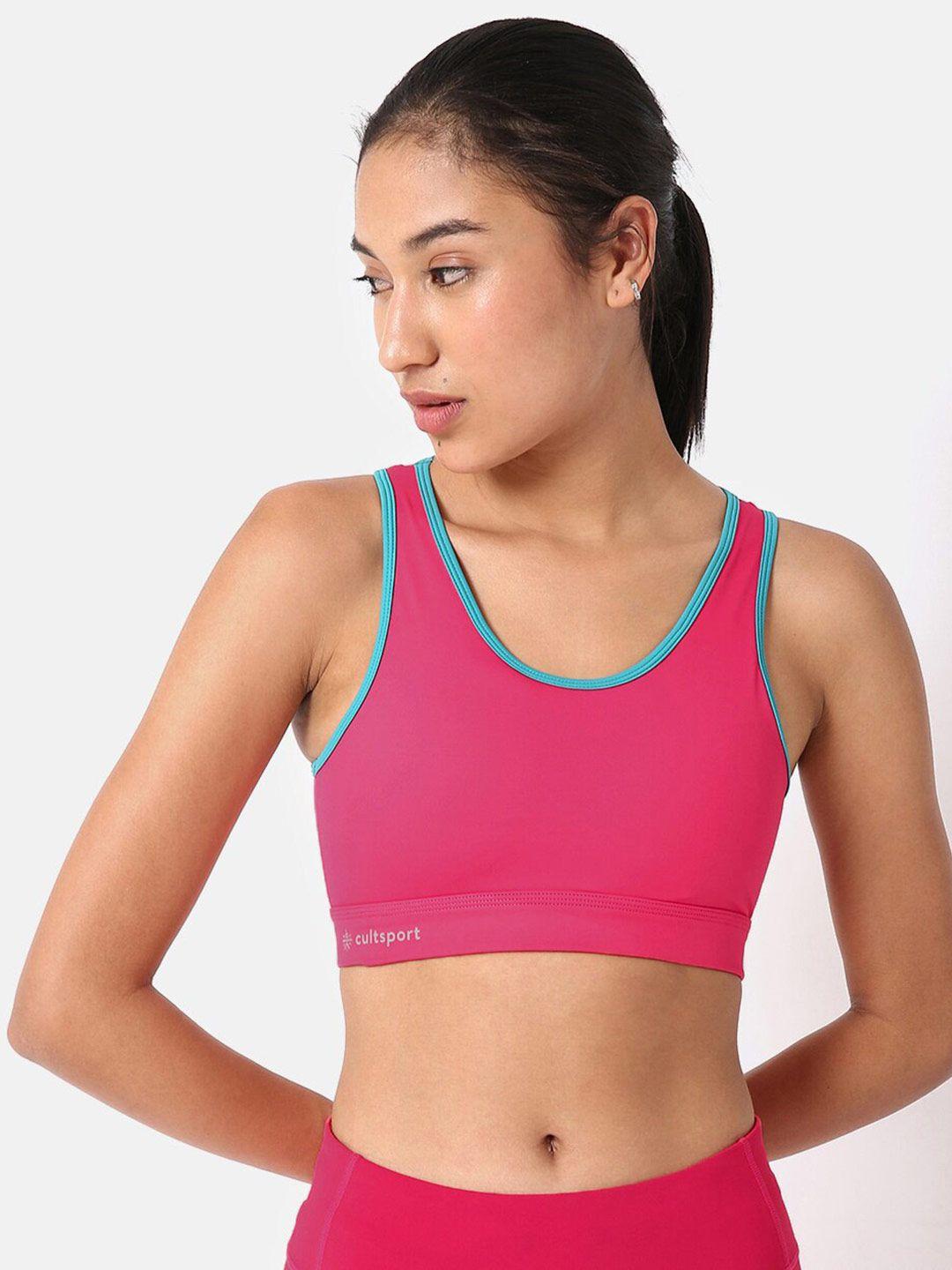 cultsport pink & blue formfit training workout bra