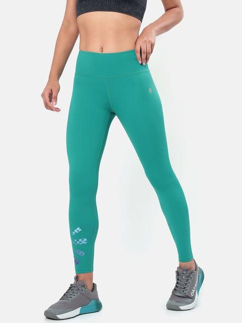 cultsport teal printed high rise tights