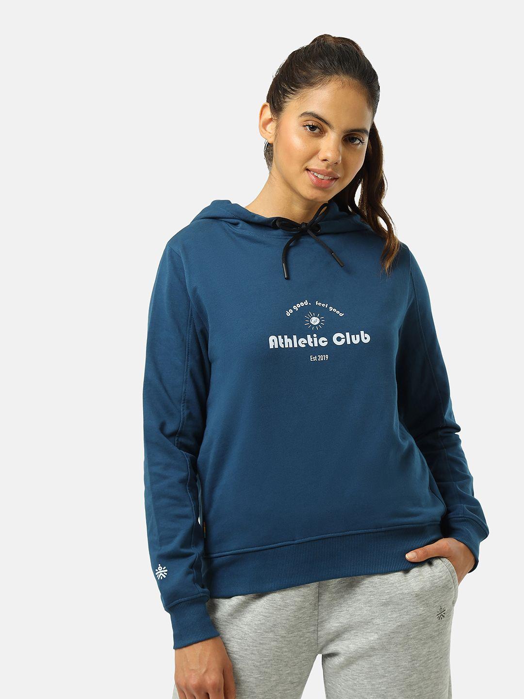 cultsport typography printed hooded cotton sweatshirt