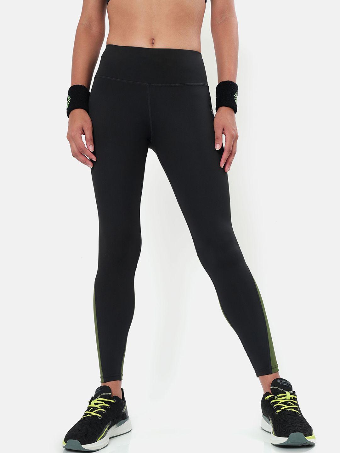 cultsport women black & olive green absolute fit sports tights
