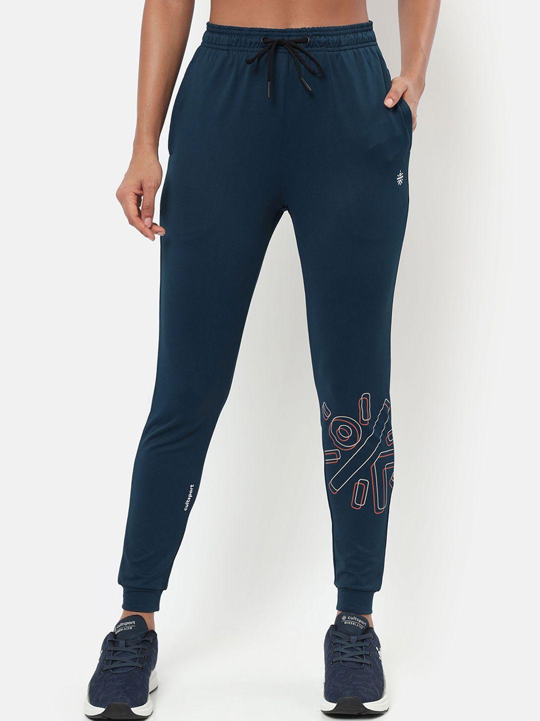 cultsport women blue printed joggers