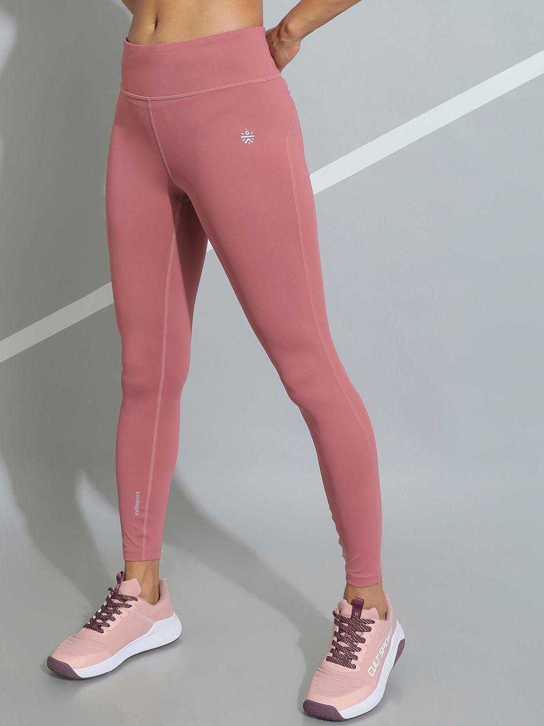 cultsport women dusty pink solid rapid-dry performance tights