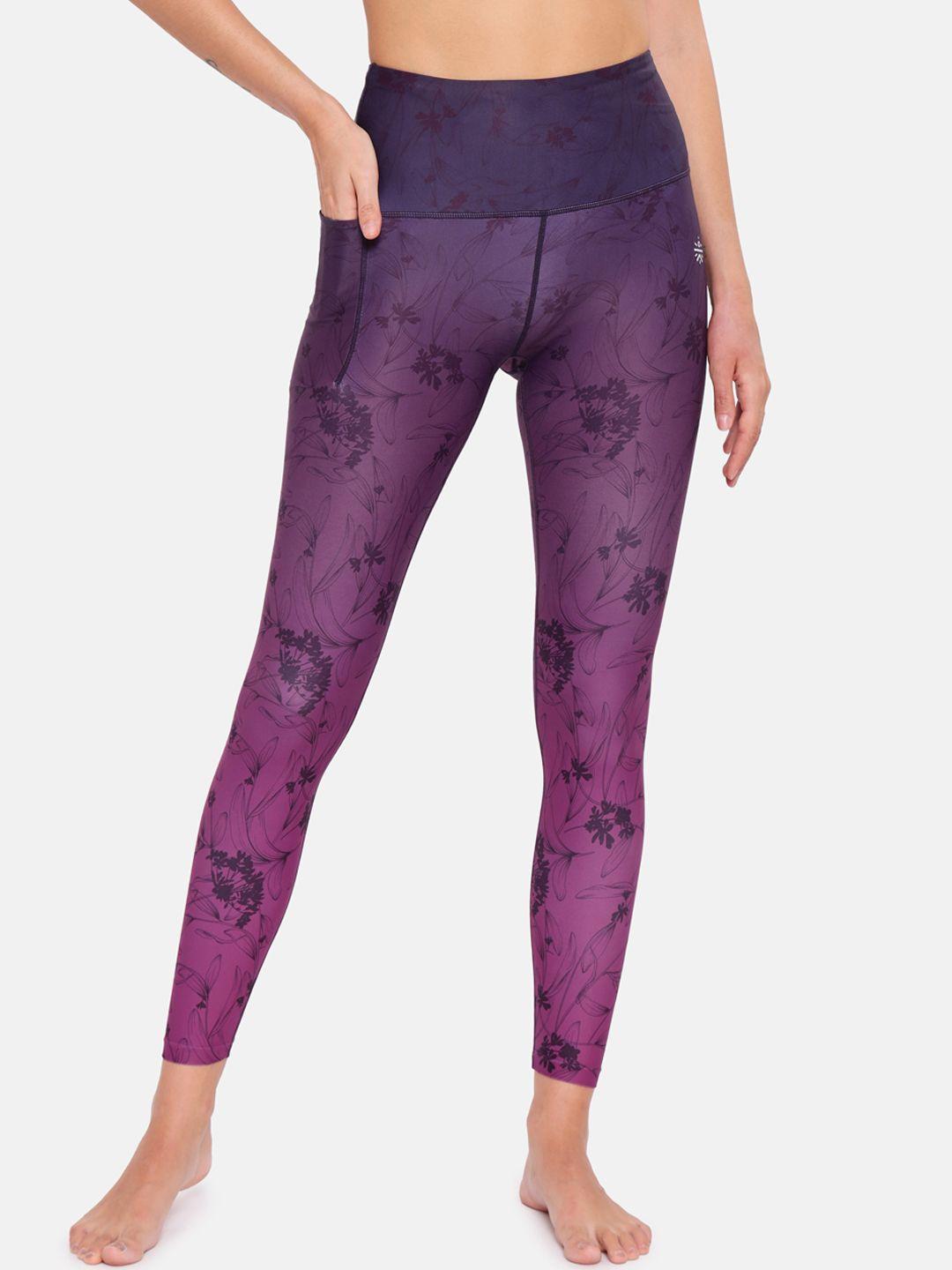 cultsport women floral ombre yoga tights with side pocket
