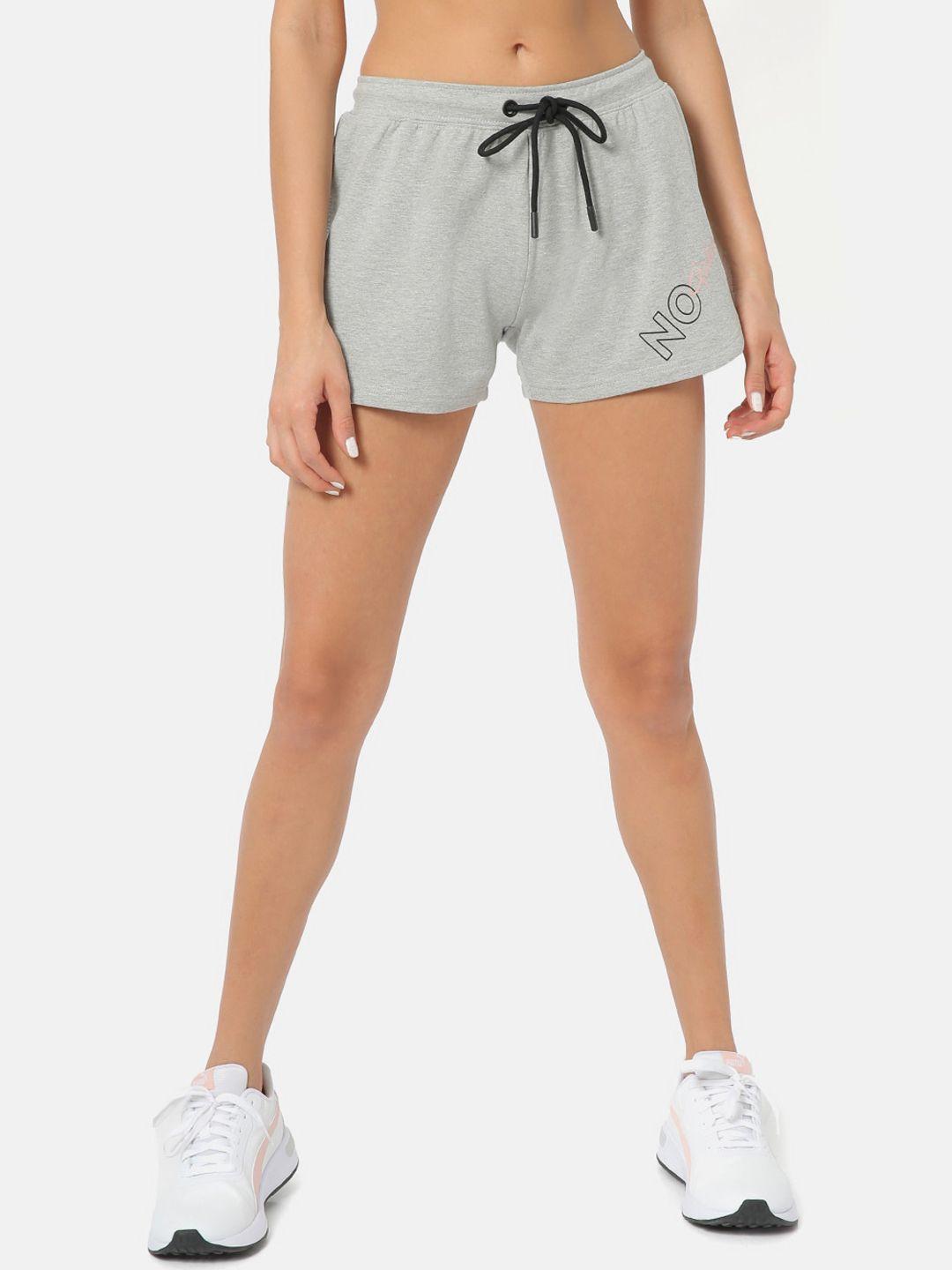 cultsport women grey printed regular fit sports shorts