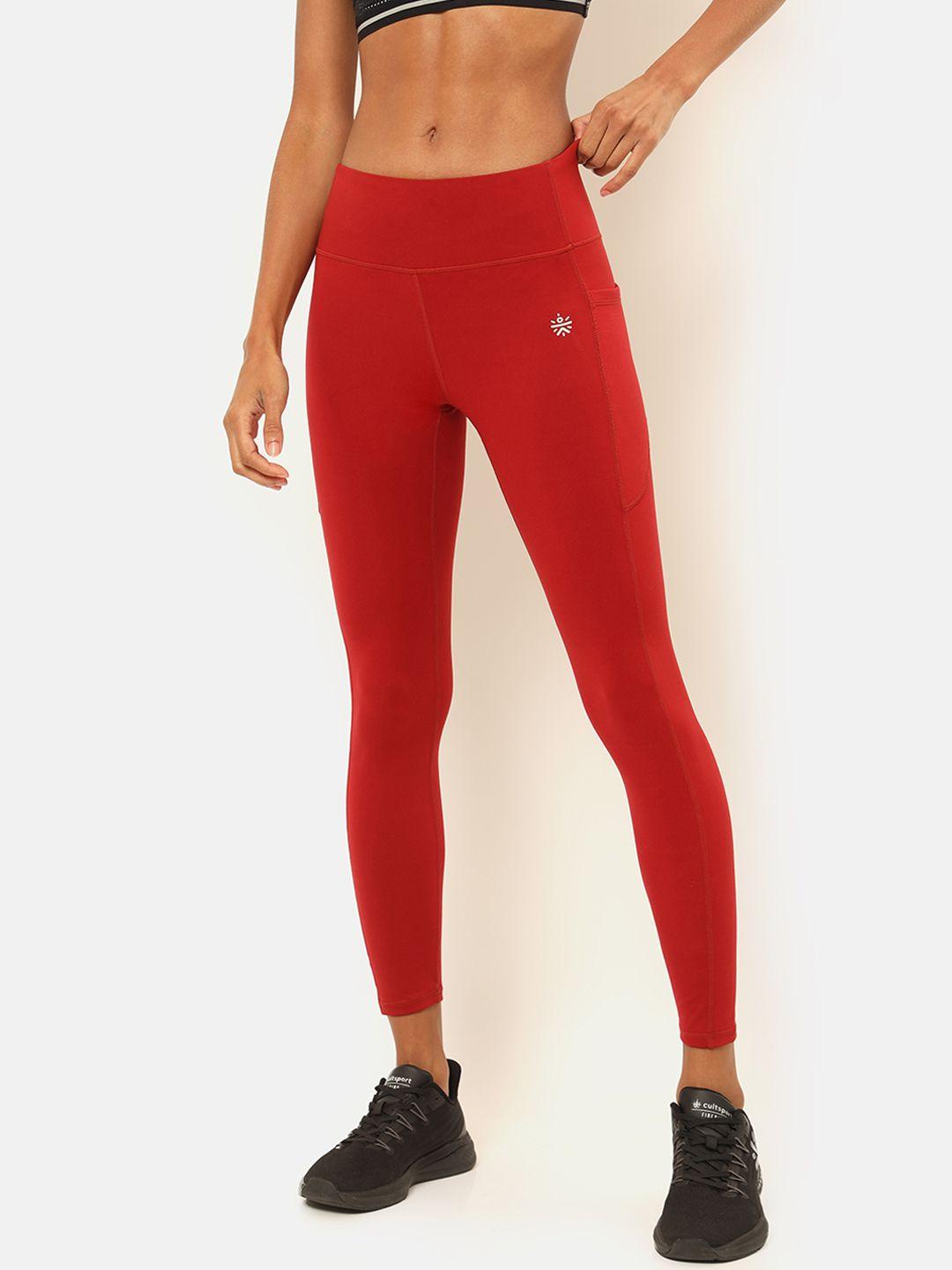 cultsport women red solid tights