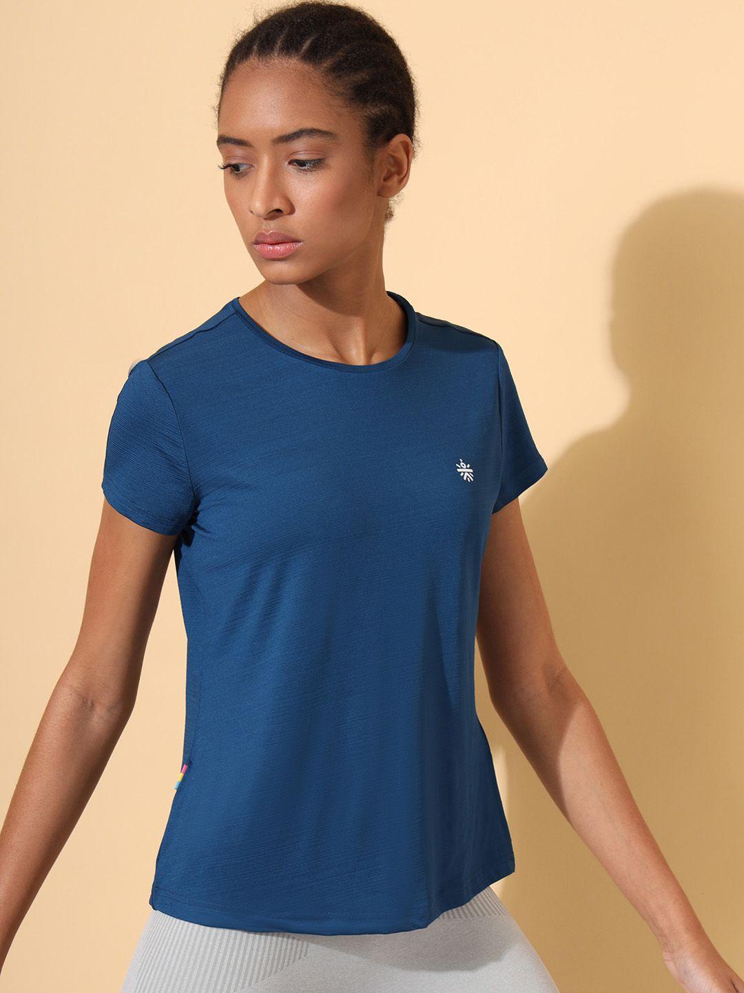 cultsport women teal blue vitals solid running t-shirt