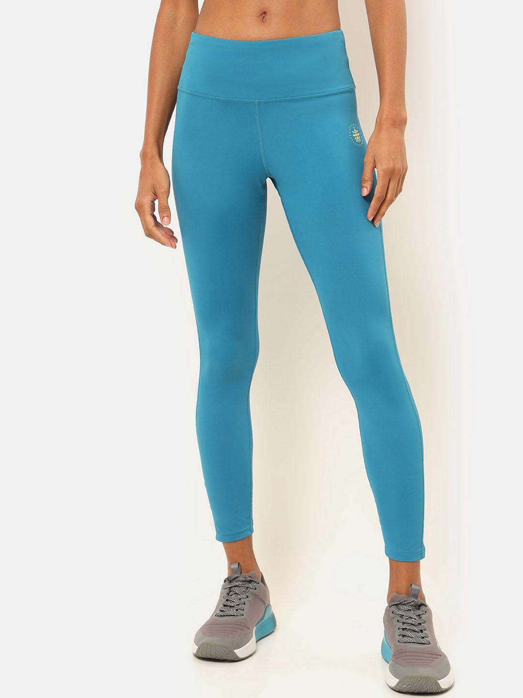 cultsportone women teal blue solid tights