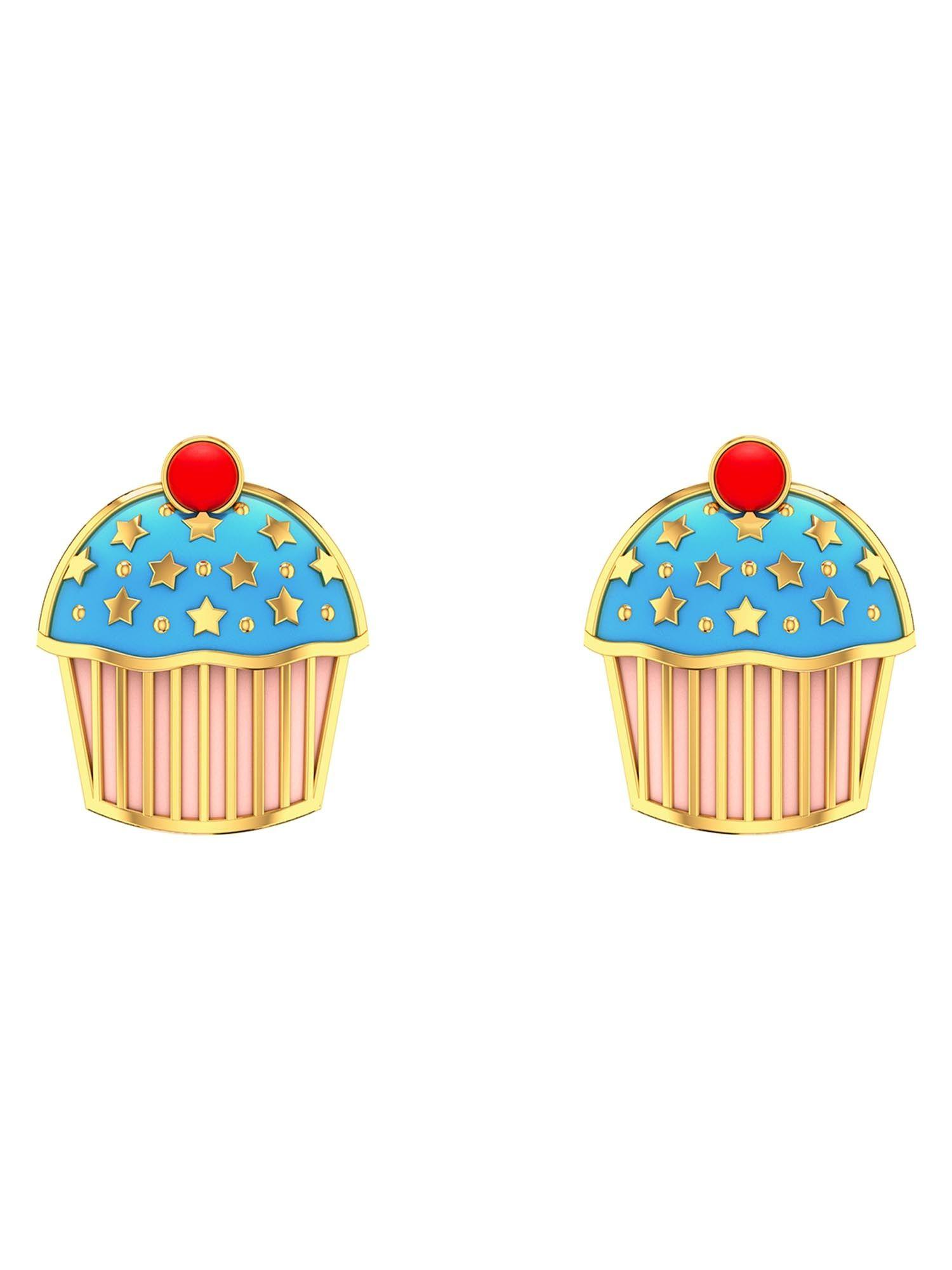 cupcake gold earring with gold screw