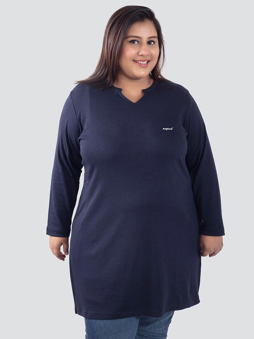 cupid plus size round neck longline top