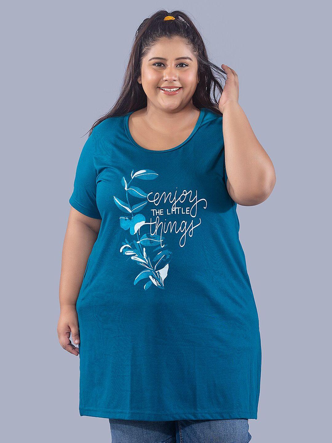 cupid plus size typography printed cotton longline top