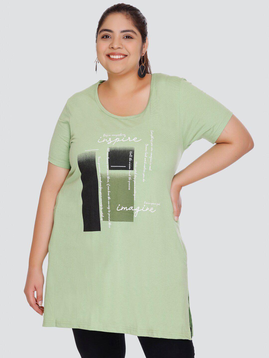 cupid plus size typography printed cotton longline top