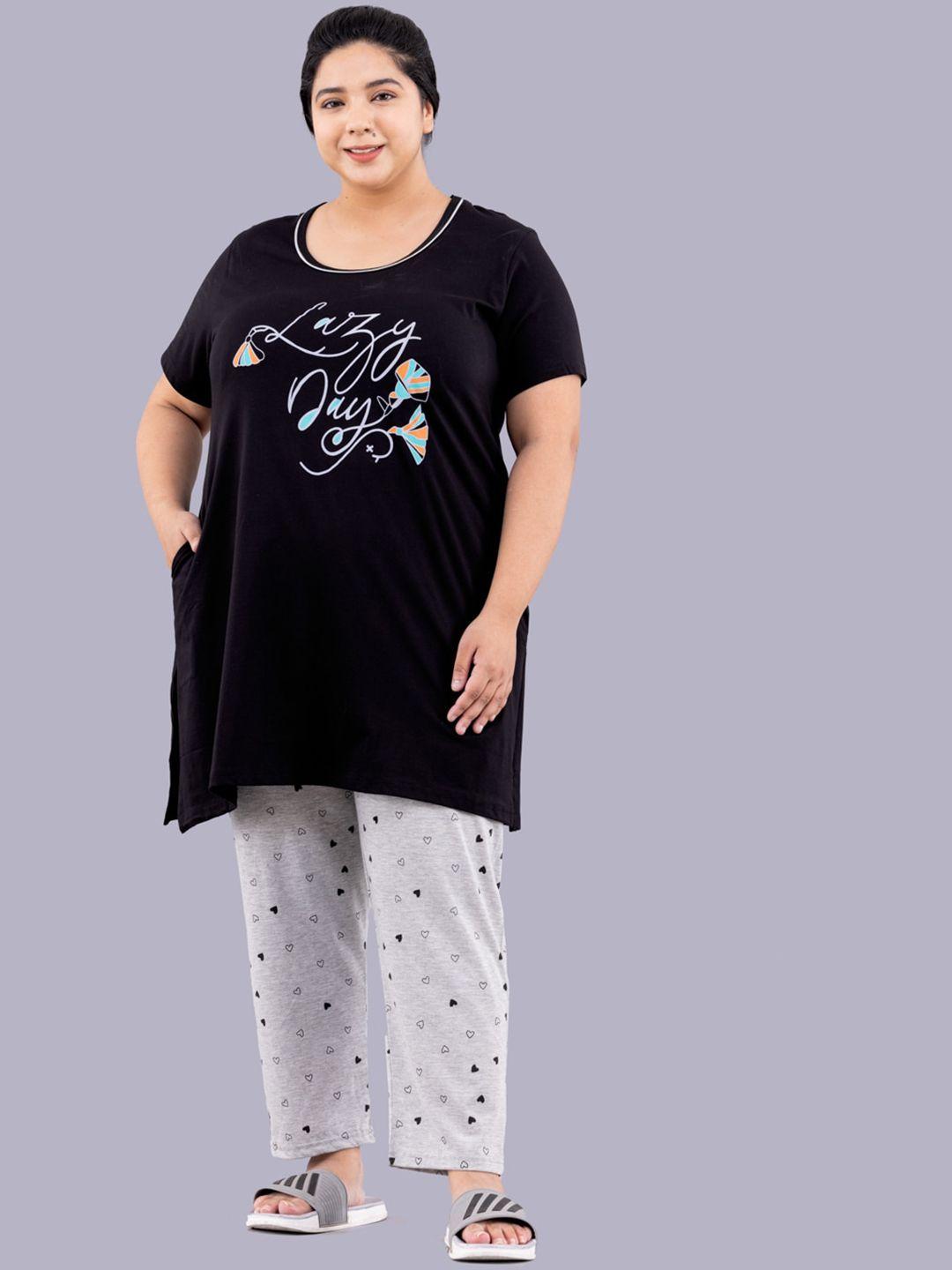 cupid women plus size printed top with trousers