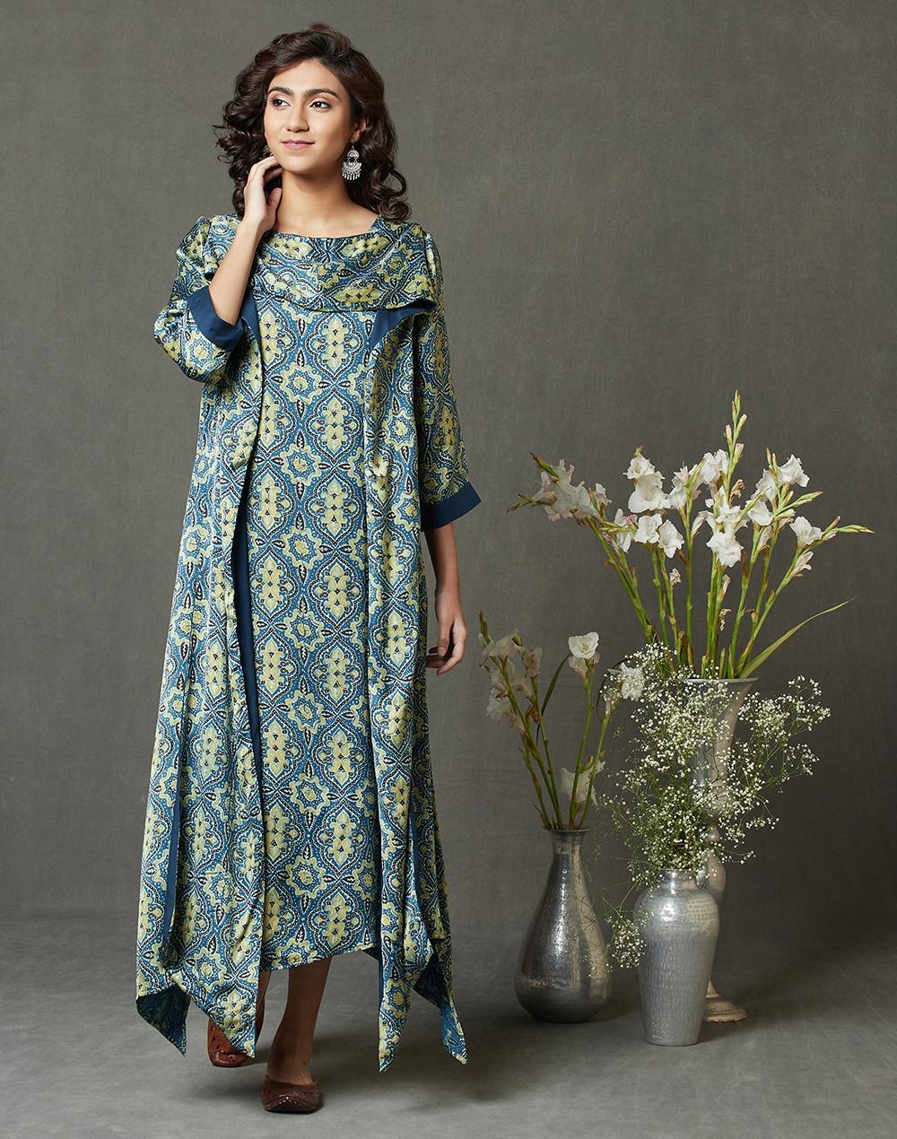 cupro lyocell ajrakh print dress