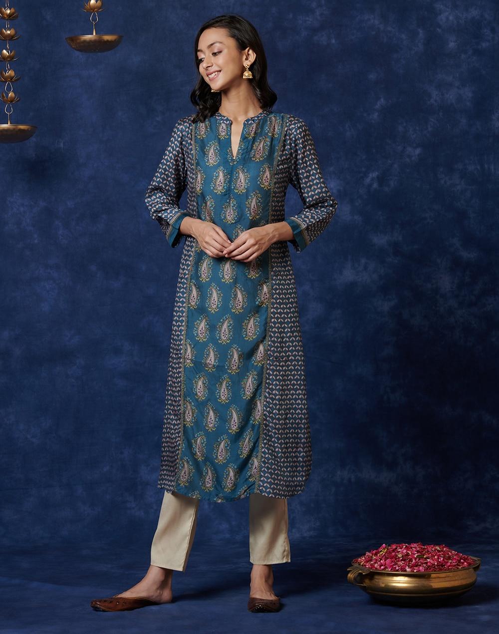 cupro lyocell printed long kurta