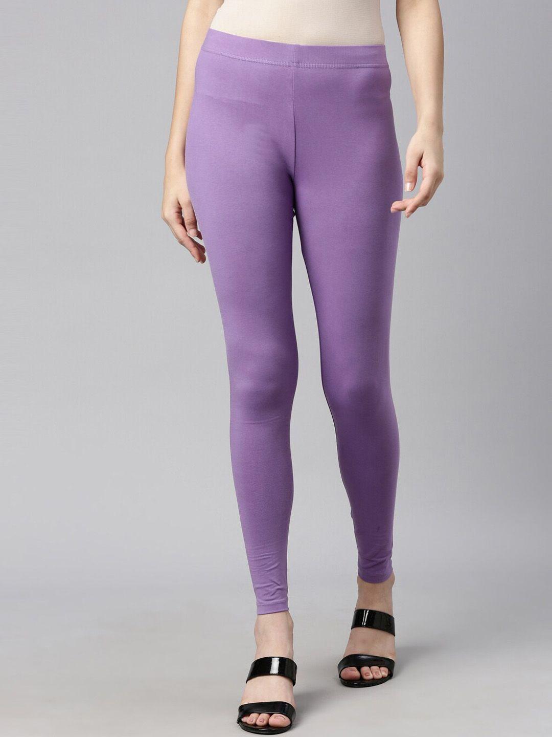curare women lavender solid ankle-length leggings