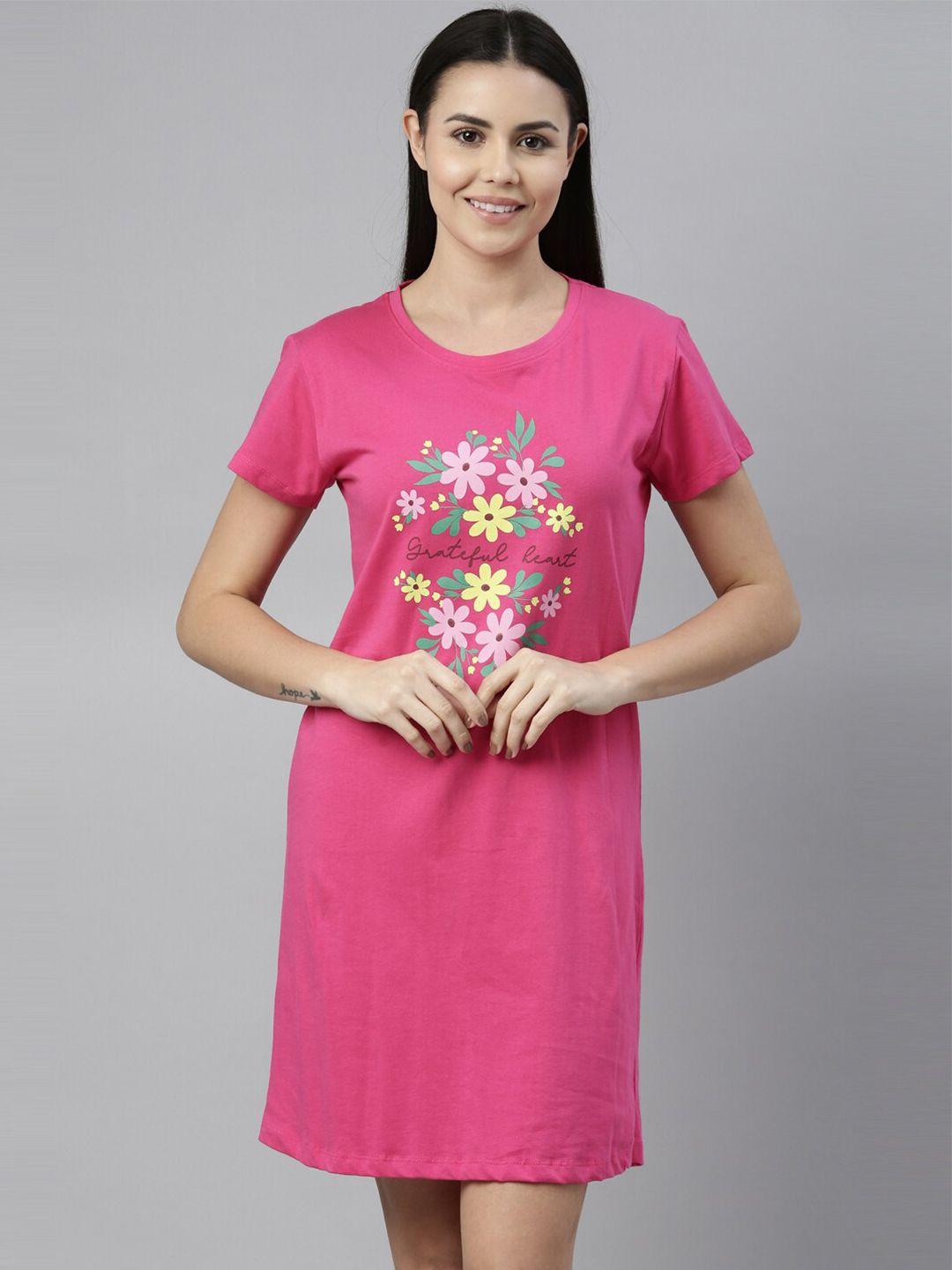 curare fuchsia printed pure cotton t-shirt nightdress