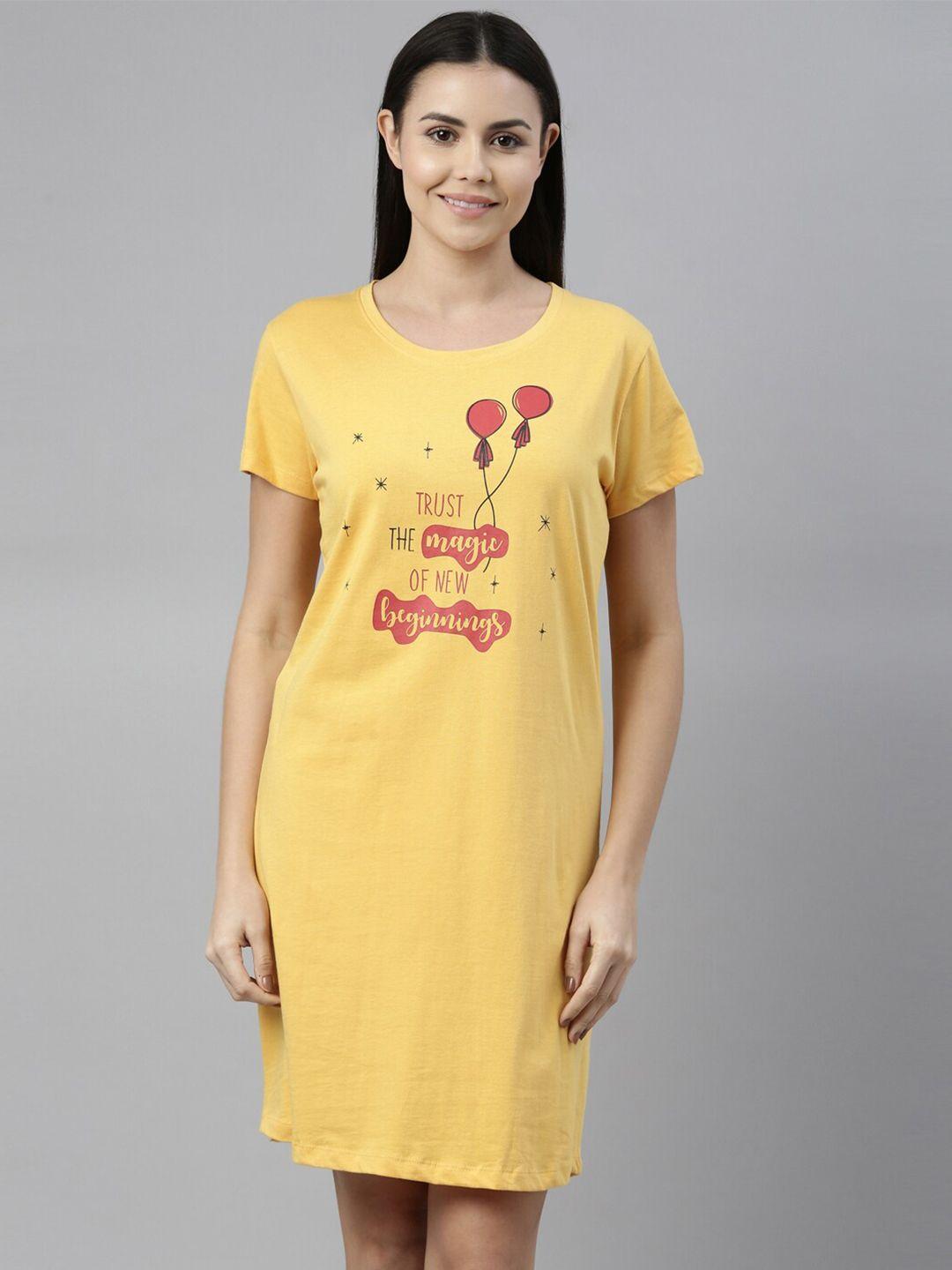 curare women yellow printed nightdress