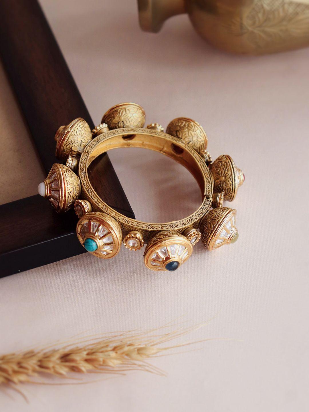 curio cottage gold-plated stone studded bangles