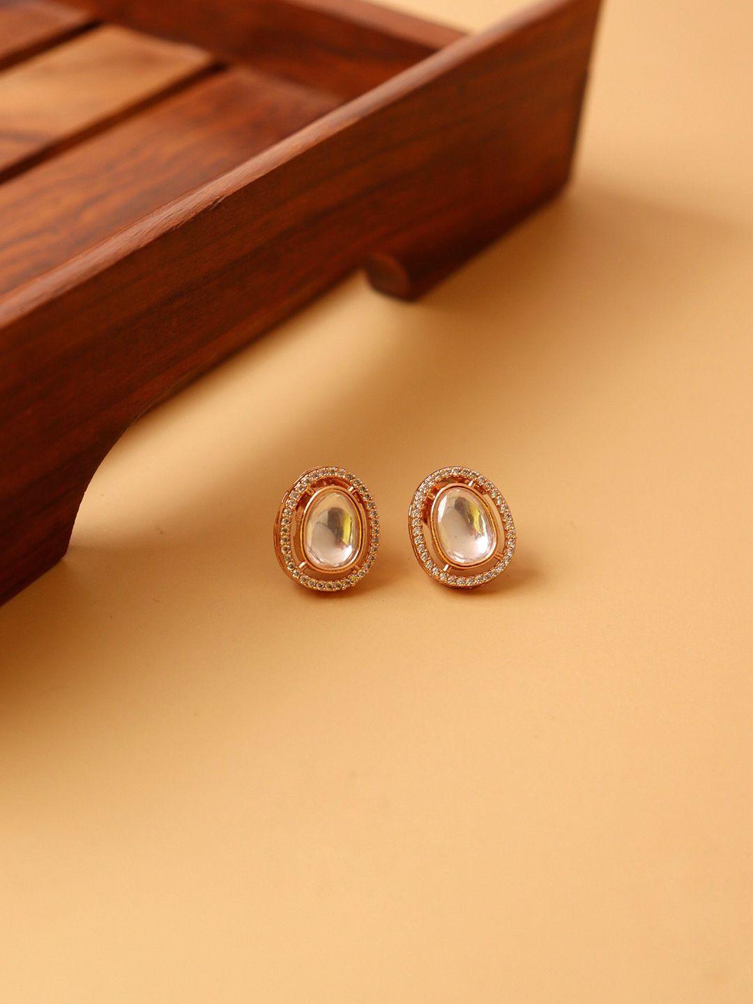 curio cottage gold-toned contemporary studs earrings