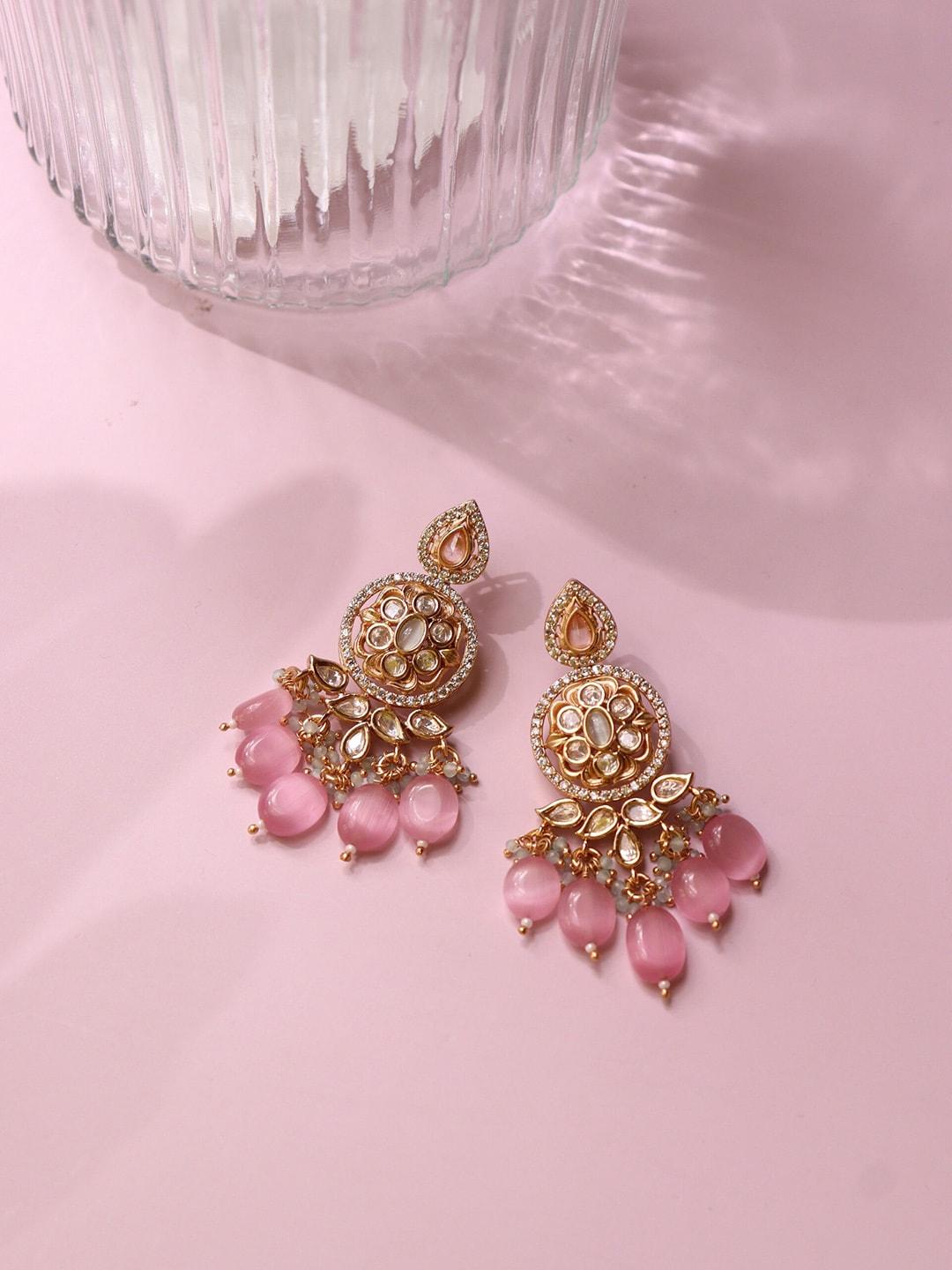 curio cottage pink contemporary drop earrings