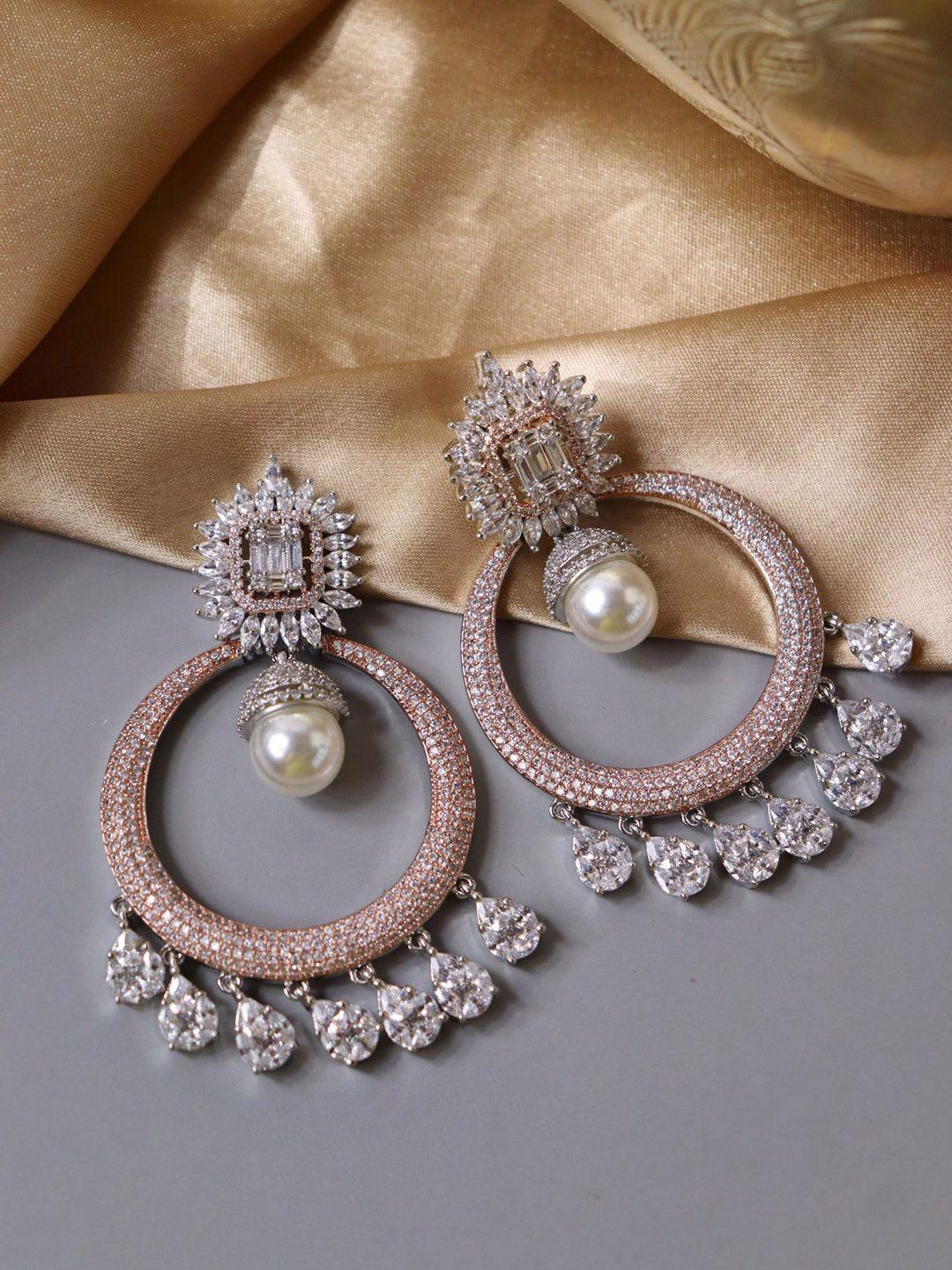 curio cottage rose gold-plated white circular drop earrings