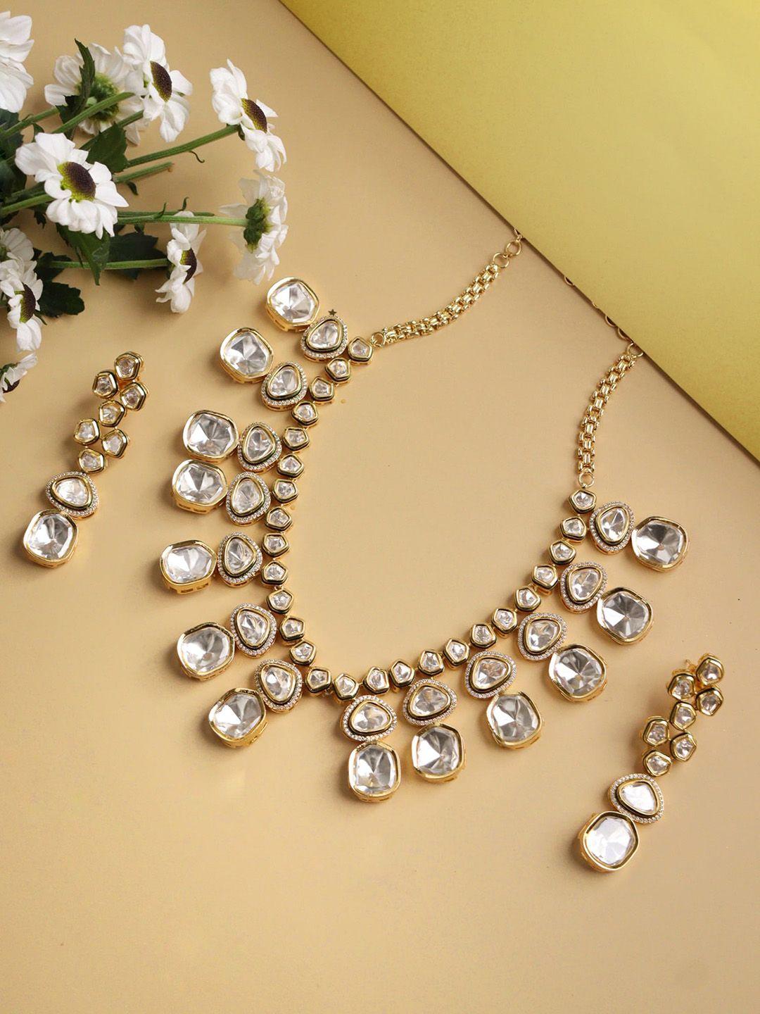 curio cottage gold-plated stone-studded jewellery set