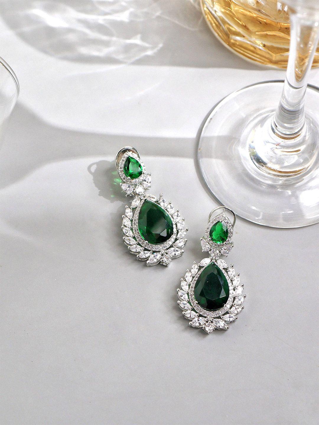 curio cottage green teardrop shaped drop earrings