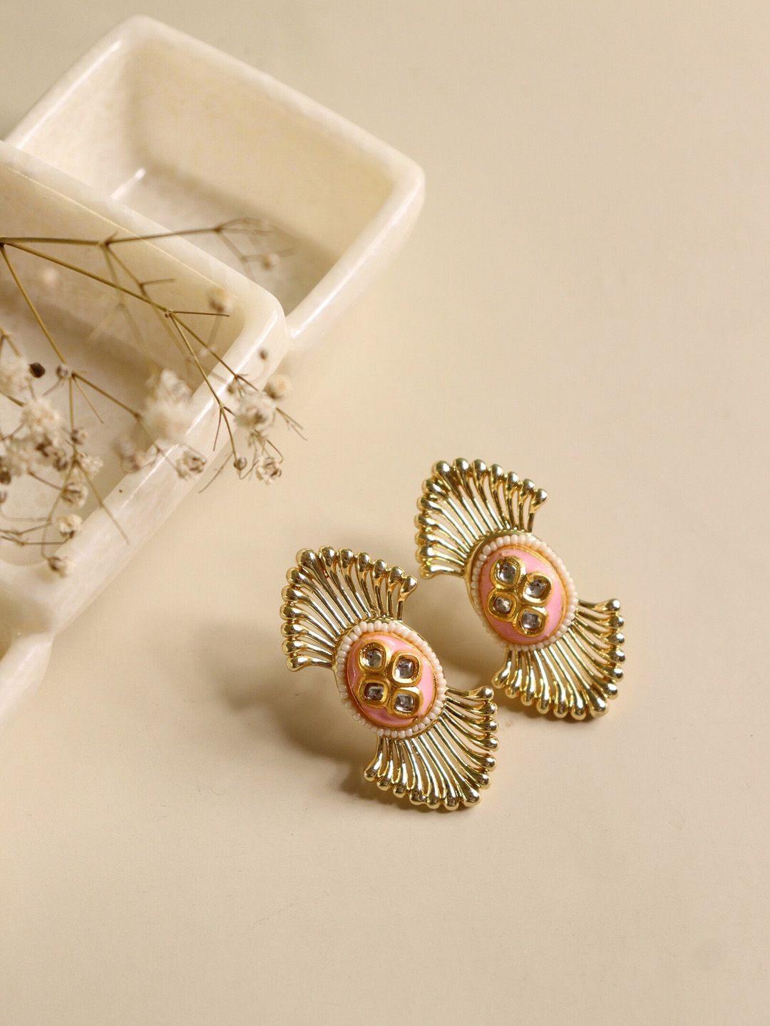 curio cottage pink contemporary studs earrings
