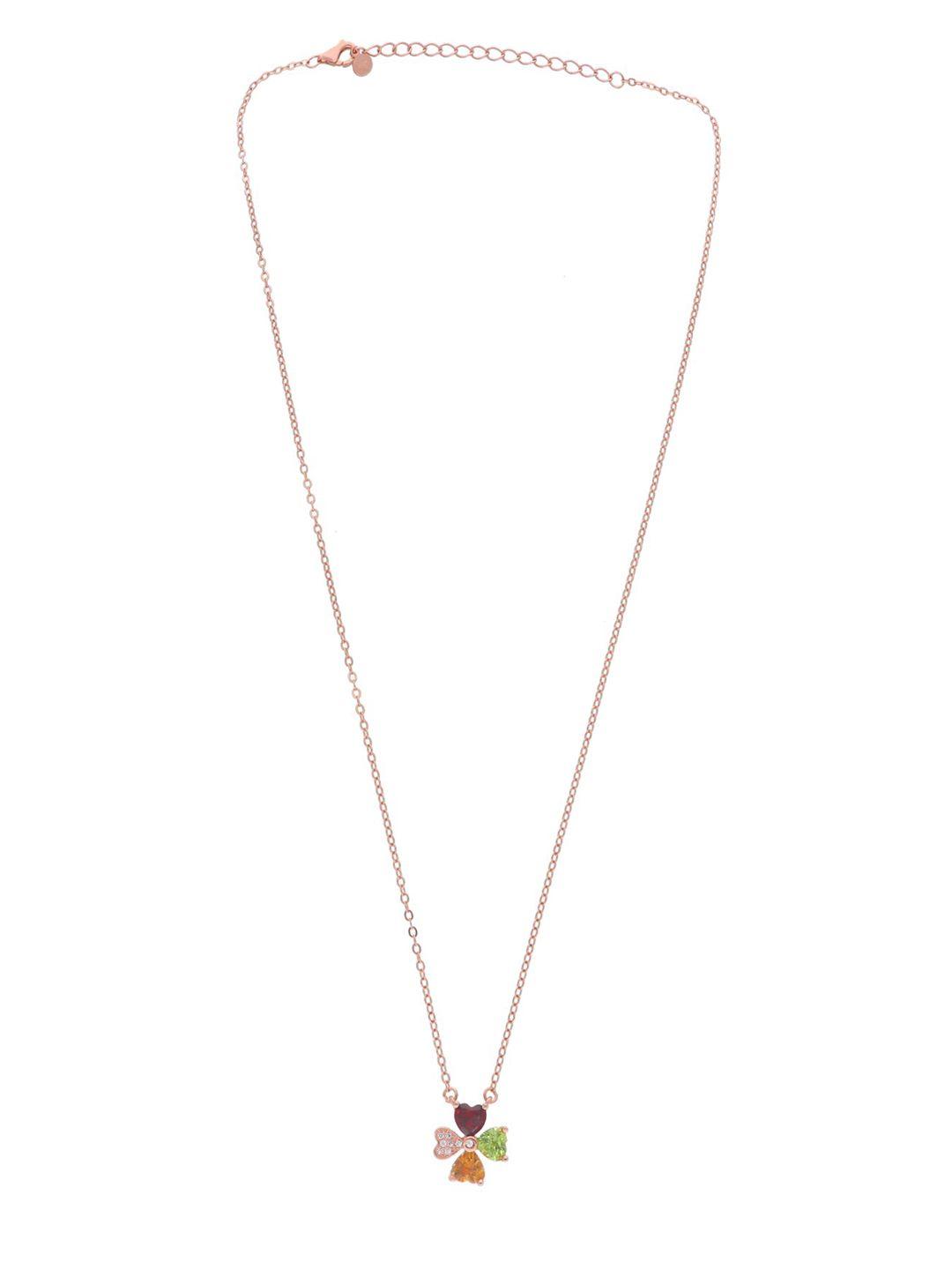 curio cottage rose gold-plated clover leaf pure silver chain necklace