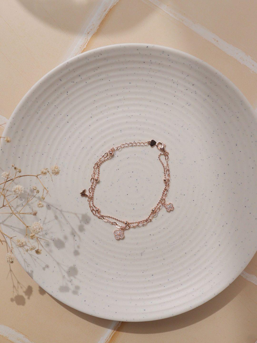 curio cottage women rose gold-plated stone studded link bracelet