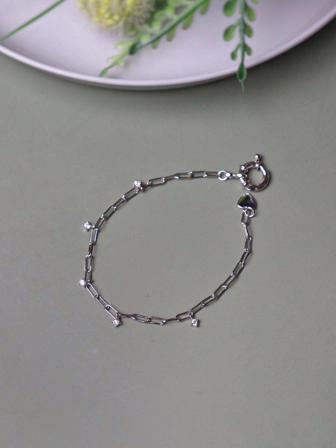 curio cottage women silver-plated cubic zirconia silver link bracelet