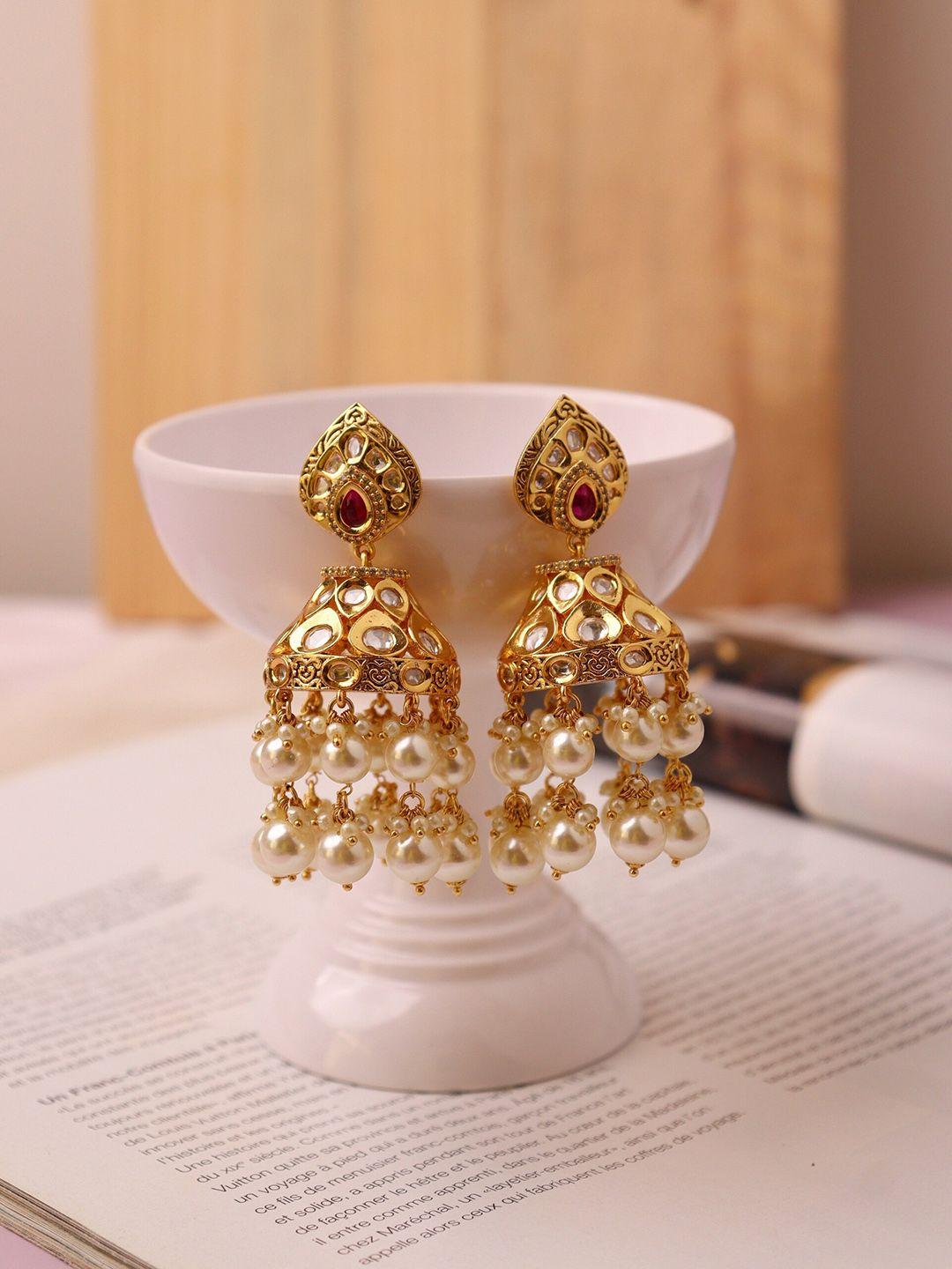 curio cottage women white contemporary jhumkas earrings