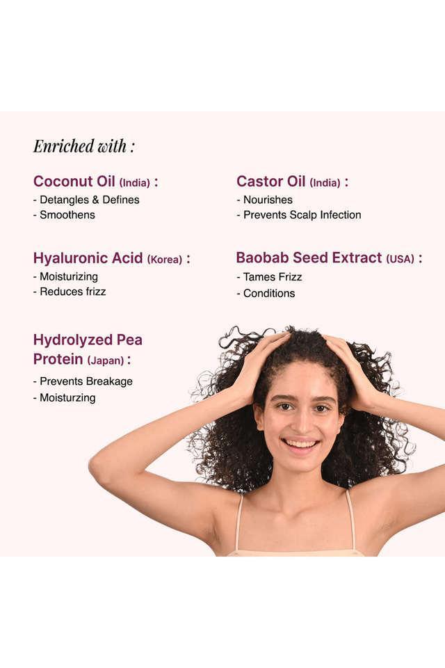 curl defining shampoo with coconut oil, hyaluronic acid _ castor oil, sulphate _ paraben free