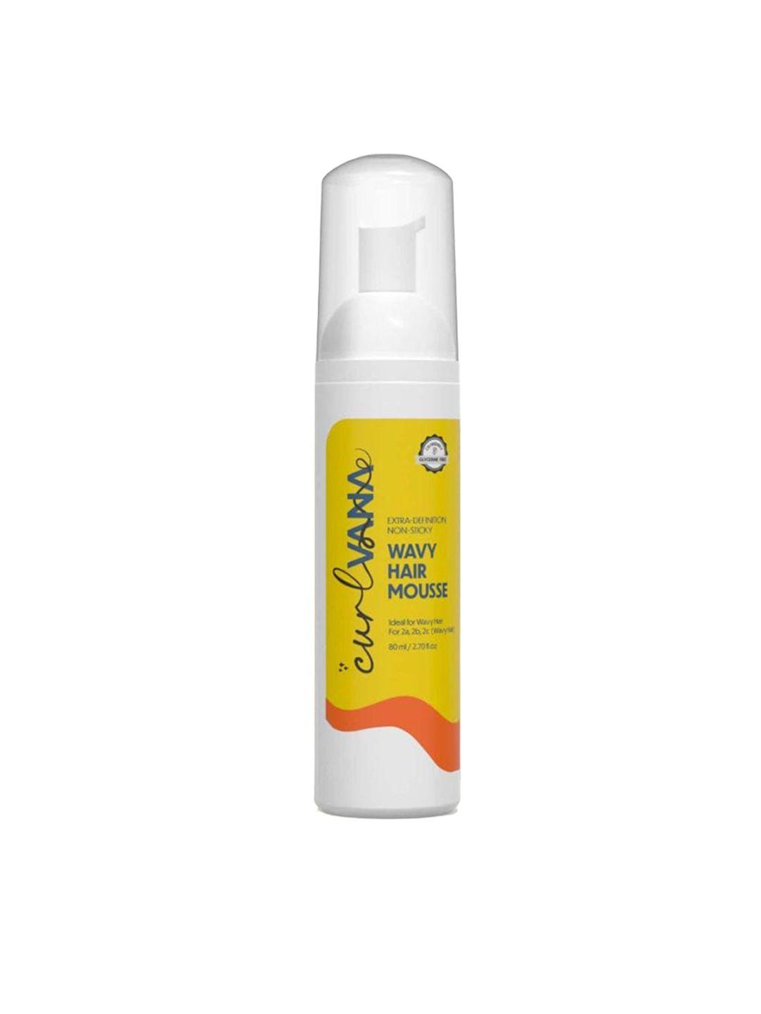curlvana wavy hair non sticky mousse for lifted & shiny hair - 80ml
