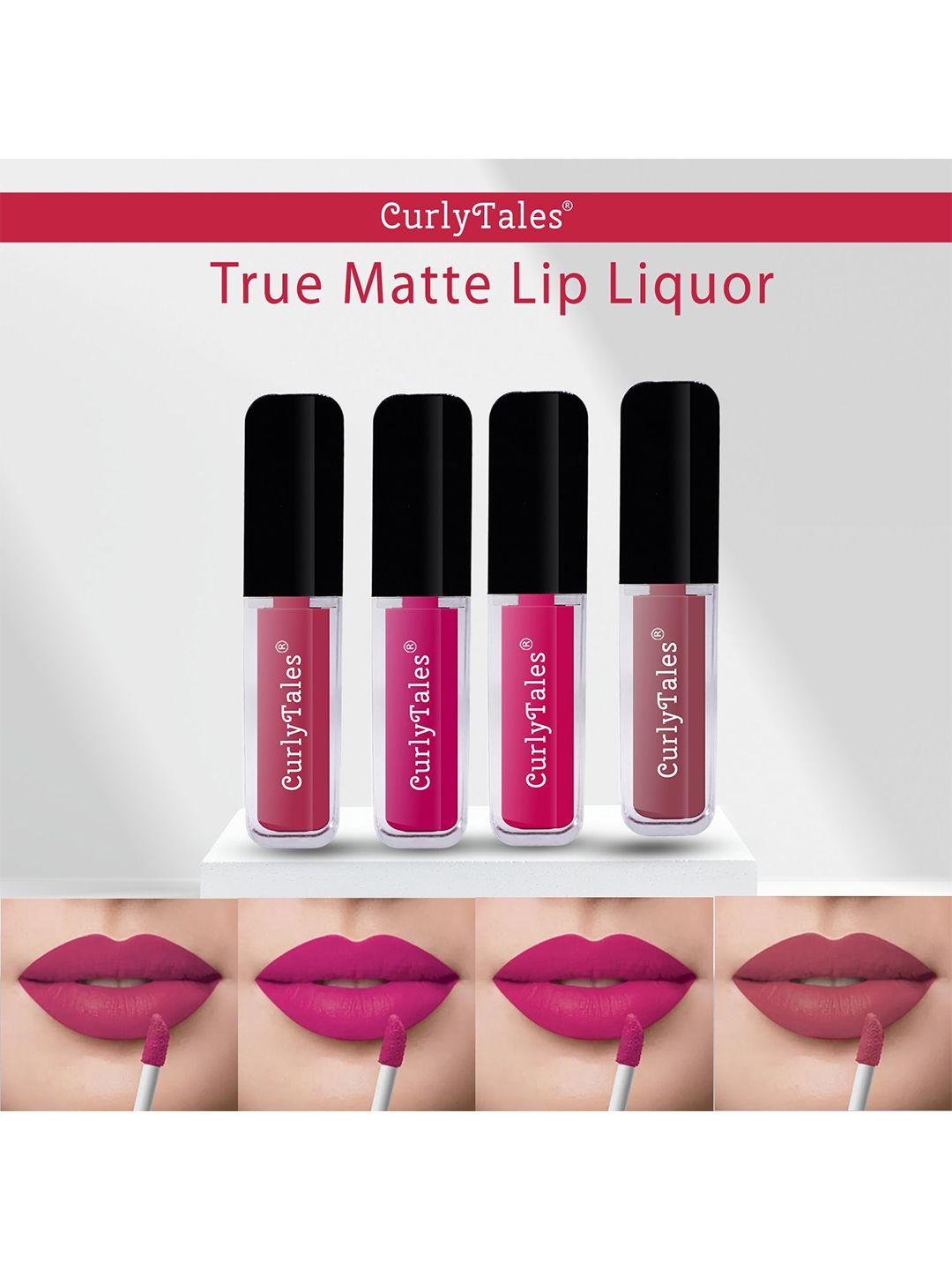 curlytales set of 4 light on lips silky matte long lasting liquid lipsticks 12ml each