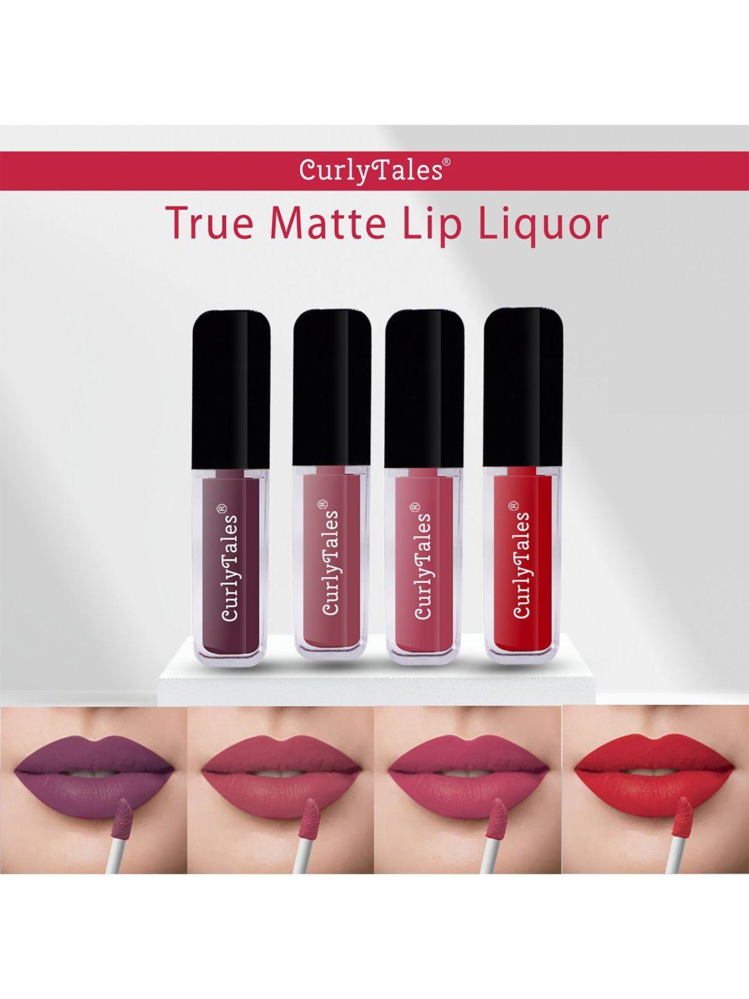 curlytales set of 4 lightweight & waterproof true matte liquid lipstick 16ml - 01+09+10+11