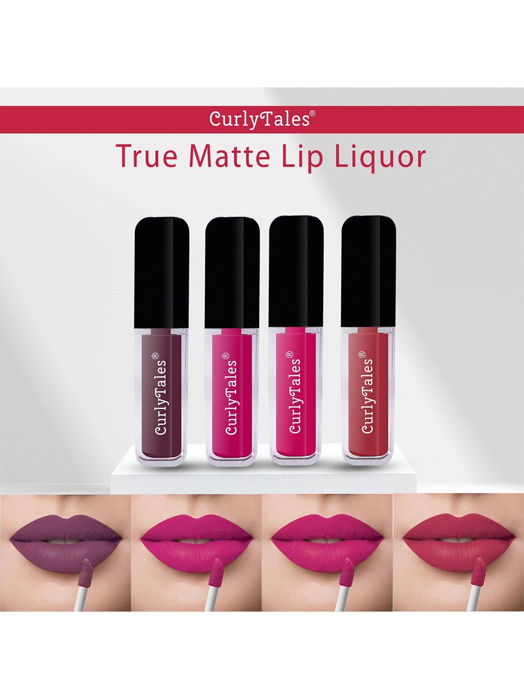 curlytales set of 4 true matte lip color 4 ml - shade 01, 04, 05, 06