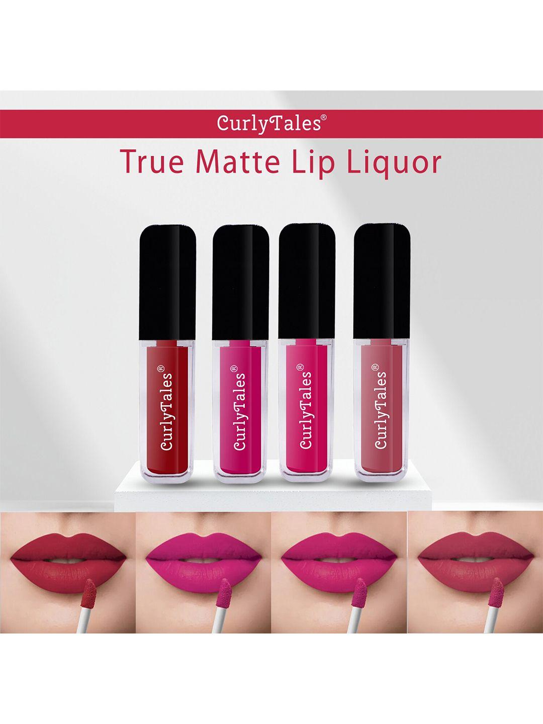 curlytales set of 4 true matte lip color 4 ml - shade 03, 04, 05, 08