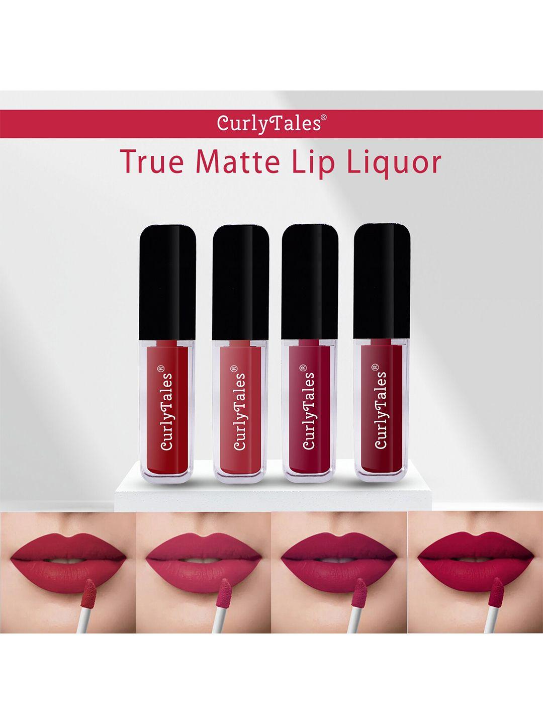 curlytales set of 4 true matte lip color 4 ml - shade 03, 06, 07, 14