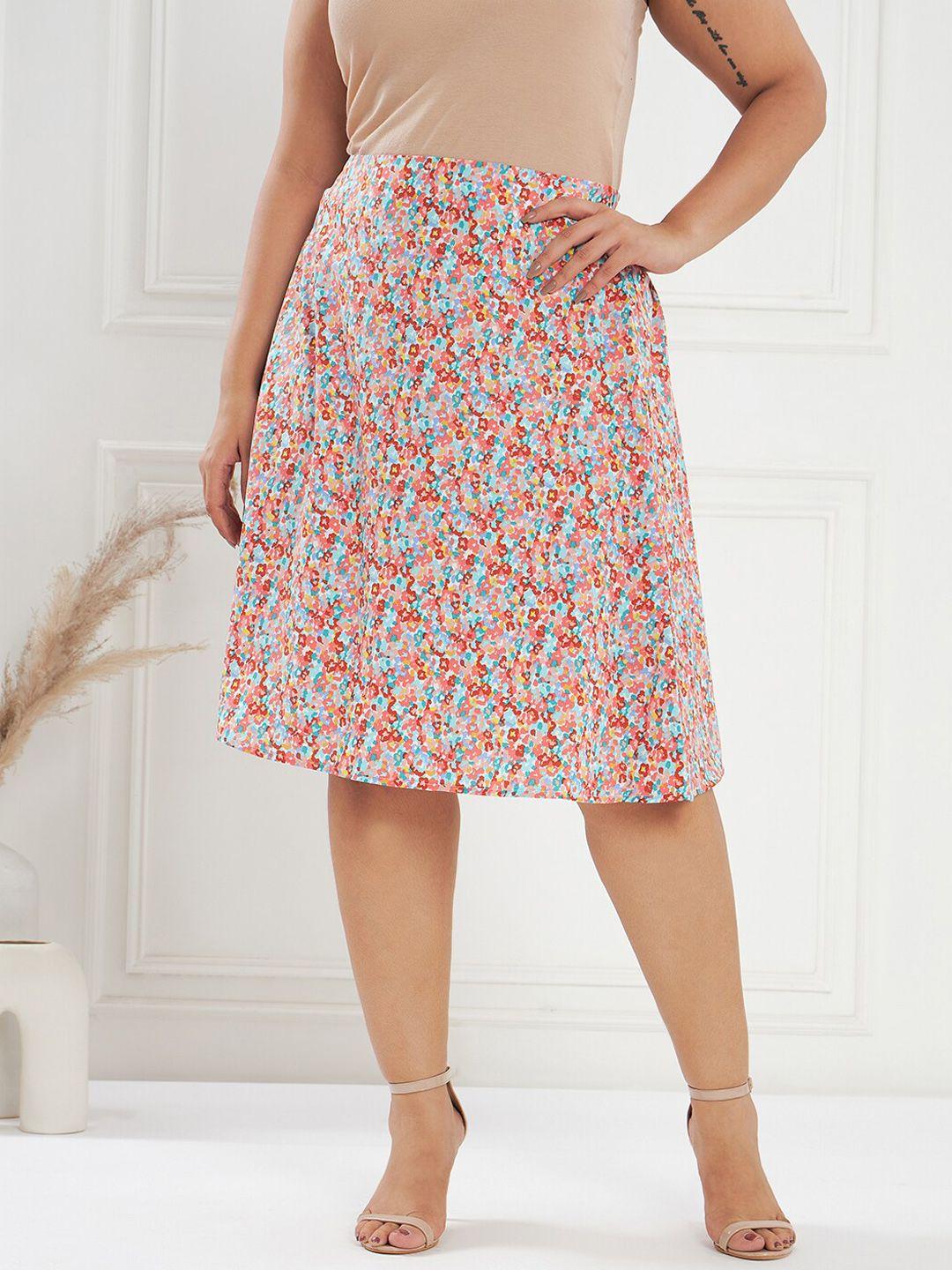 curve by kassually floral printed flared a-line skirt