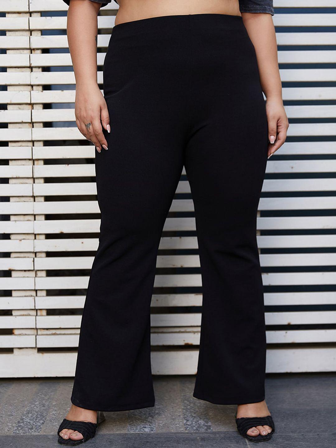 curve by kassually women plus size black bootcut flared trousers